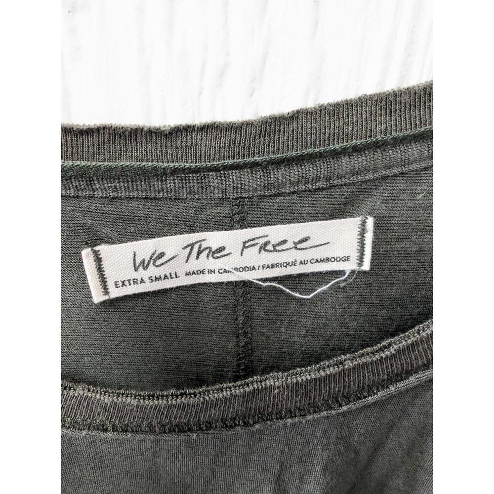We The Free People Green Ruffle Flutter Sleeve T-shirt Tee Top Hippie Boho XS - Picture 3 of 6